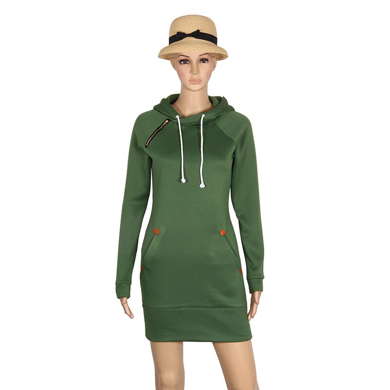 Awaytr Autumn Womens Casual Sweatshirt Dress Ladies Long Sleeve Hoodie Hooded Sweater Pullover Jumper Dress Vestidos femininos