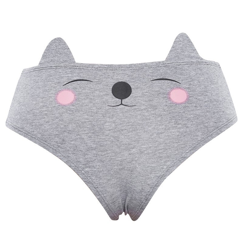 Hot Sesy  1pcs Womens' Cute Underwear Briefs With Cat Ear Cotton Comfortable And Breathable Panty Solid Sexy Lingeries