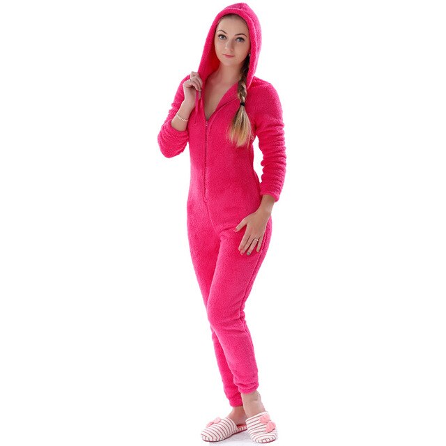 Winter Warm Pyjamas Women Onesies Fluffy Fleece Jumpsuits Sleepwear Overall Large Size Hood Sets Pajamas Onesie For Women