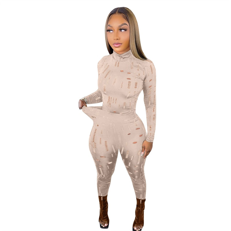 Two Piece Set Women Black Turtleneck