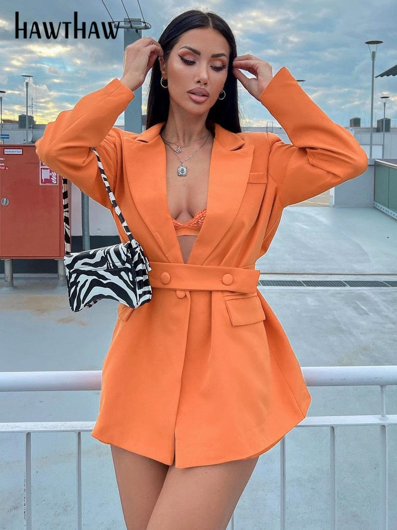 Hawthaw Women 2022 Autumn Long Sleeve High Quality Office Business Casual Blazers Coats Jacket Wholesale Items For Business