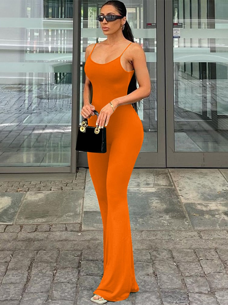 Jacuqeline Spaghetti Straps Sexy Jumpsuits Women Outfits Sleeveless Bodycon One Piece Overalls 2023 Summer Elegant Long Rompers