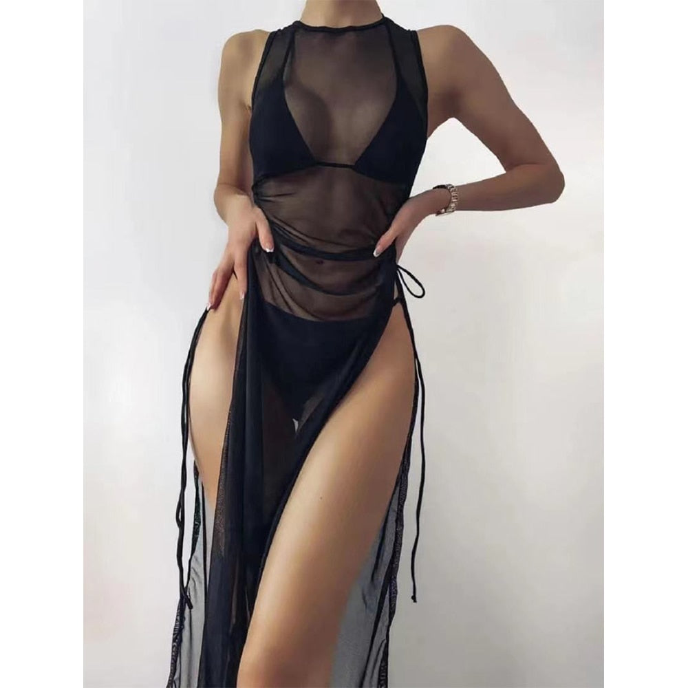 2023 Hot Sale Sexy Club Wear 3-piece Swimsuit Luxury Woman Sexy Girls Bikini Set With Beach Skirt Women Swimsuit Multi Colors