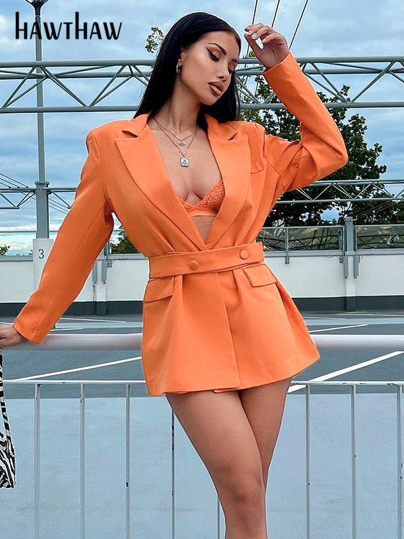 Hawthaw Women 2022 Autumn Long Sleeve High Quality Office Business Casual Blazers Coats Jacket Wholesale Items For Business