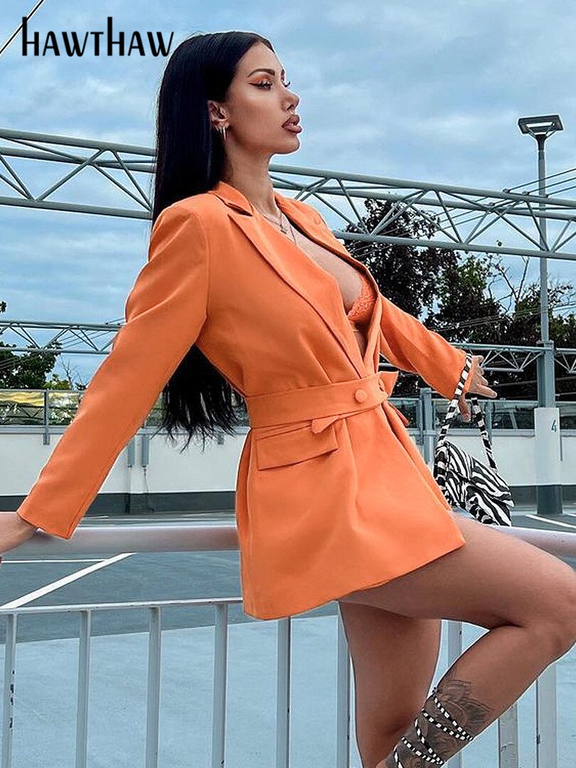 Hawthaw Women 2022 Autumn Long Sleeve High Quality Office Business Casual Blazers Coats Jacket Wholesale Items For Business