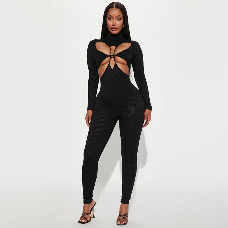 Hawthaw Women Long Sleeve Bodycon Streetwear Jumpsuits One Piece Outfit Overalls 2022 Fall Clothing Wholesale Items For Business