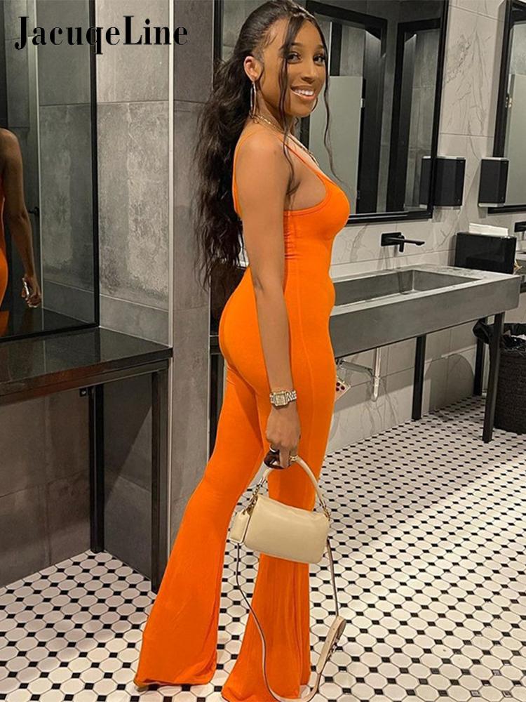 Jacuqeline Spaghetti Straps Sexy Jumpsuits Women Outfits Sleeveless Bodycon One Piece Overalls 2023 Summer Elegant Long Rompers