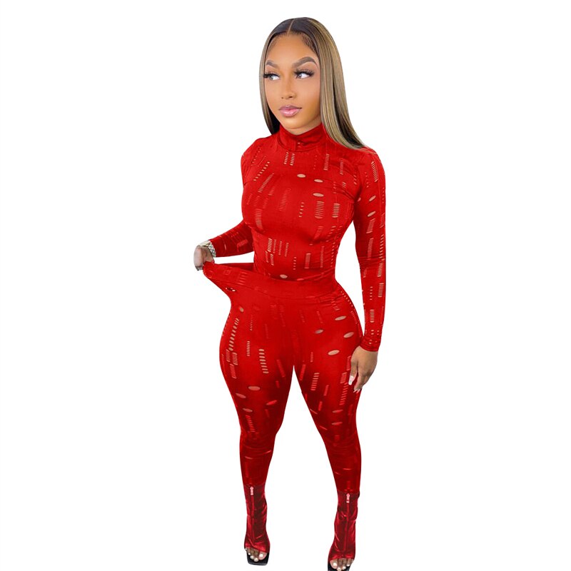 Two Piece Set Women Black Turtleneck
