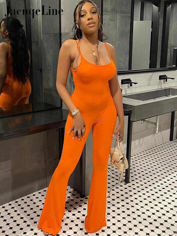 Jacuqeline Spaghetti Straps Sexy Jumpsuits Women Outfits Sleeveless Bodycon One Piece Overalls 2023 Summer Elegant Long Rompers