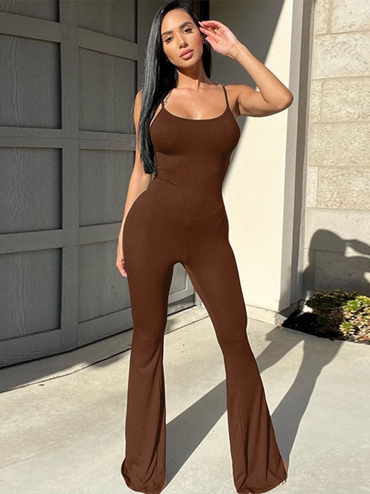 Jacuqeline Spaghetti Straps Sexy Jumpsuits Women Outfits Sleeveless Bodycon One Piece Overalls 2023 Summer Elegant Long Rompers